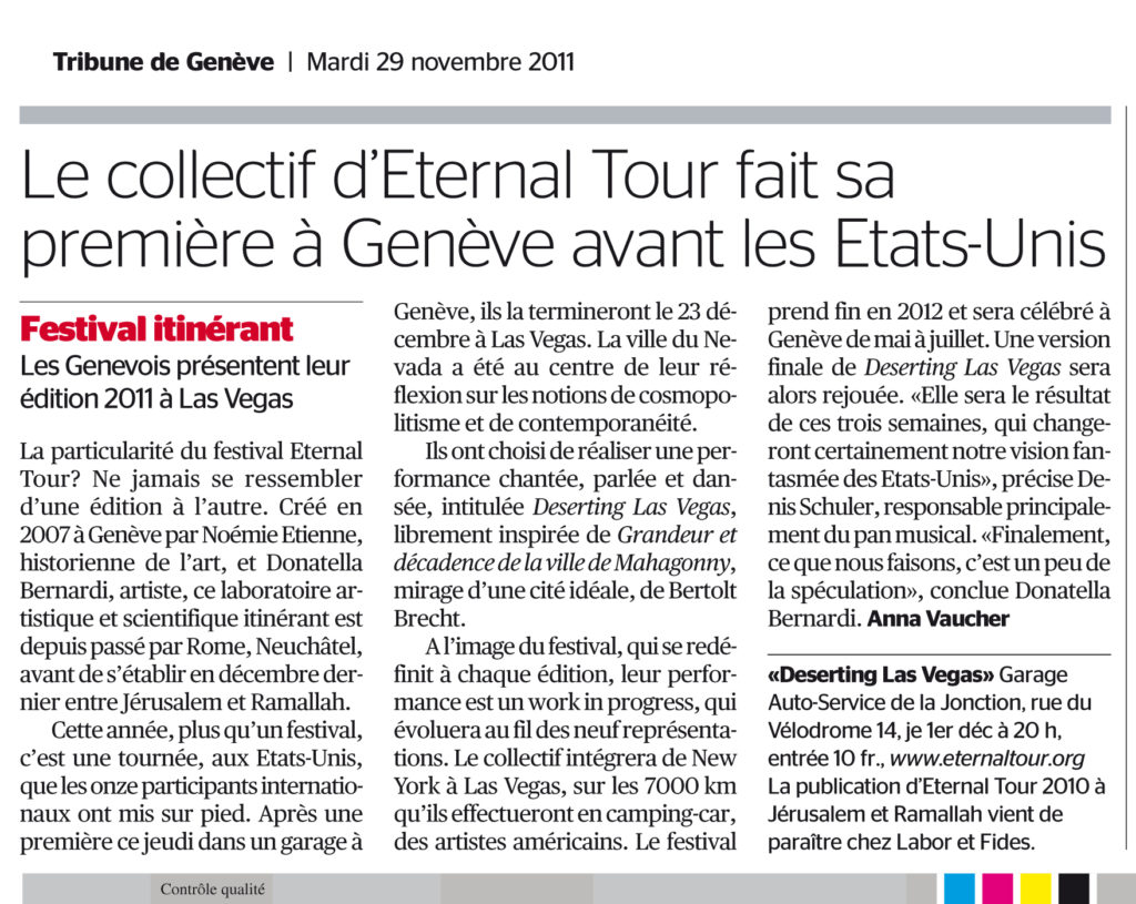 Tribune de Genève 09/11/2011